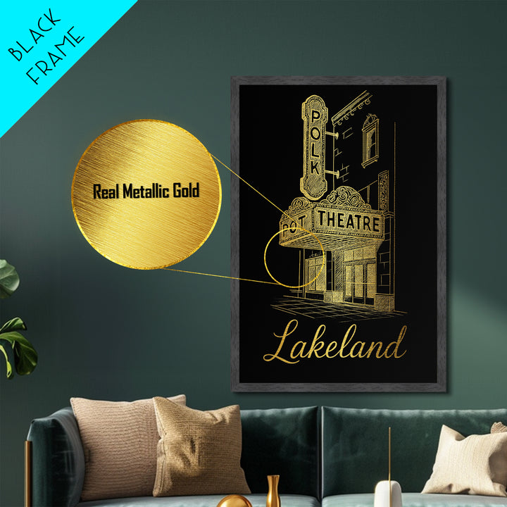 Lakeland Florida Art, Metallic Gold Art, Wood Framed Art, Metal Art, Modern Wall Art, Adventure Lover Gift, Bedroom Wall Art