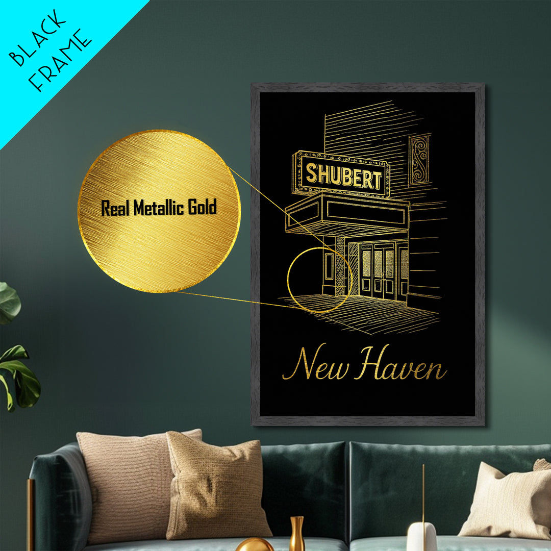 New Haven Connecticut Art, Metallic Gold Art, Wood Framed Art, Metal Art, Modern House Art, Birthday Gift, Living Room Art
