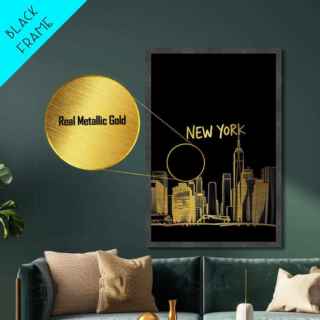 Metallic Gold NYC Travel Poster