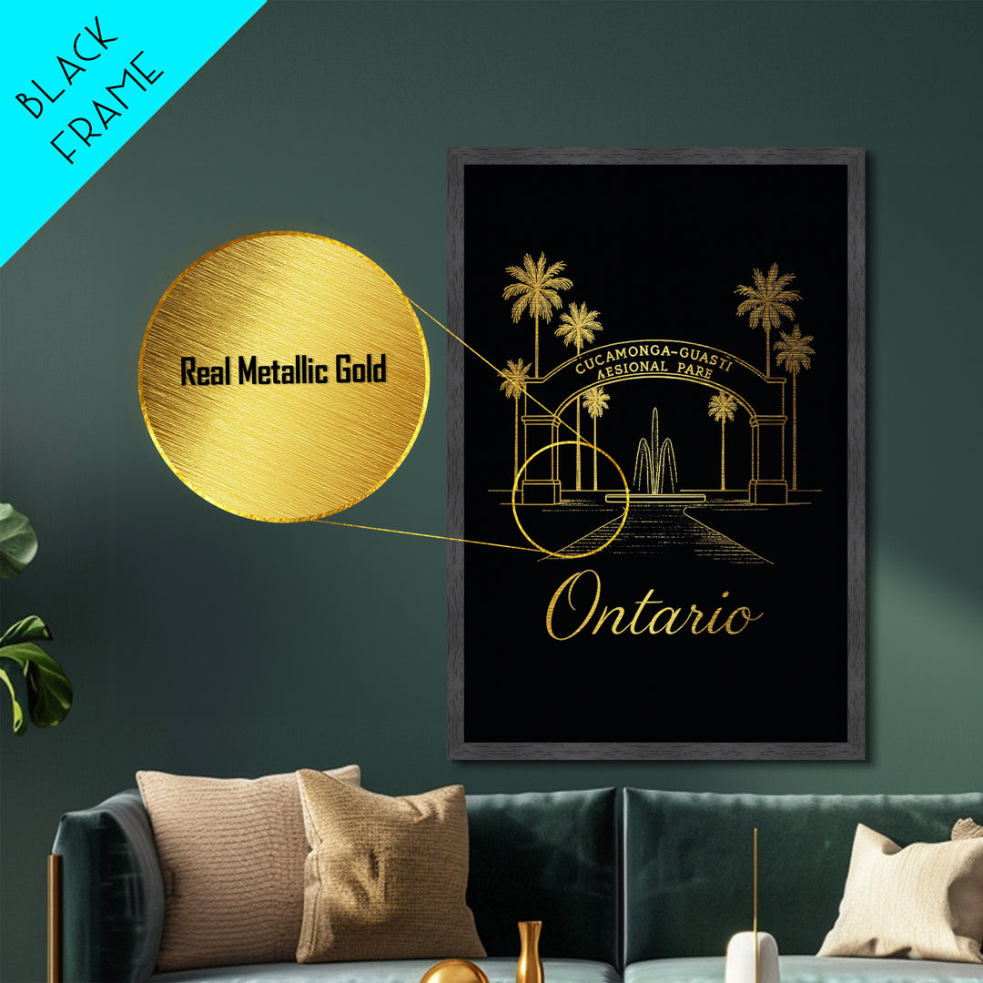 Ontario California Art, Metallic Gold Print, Wood Framed Art, Metal Art, Modern House Art, Birthday Gift, Entryway Wall Print