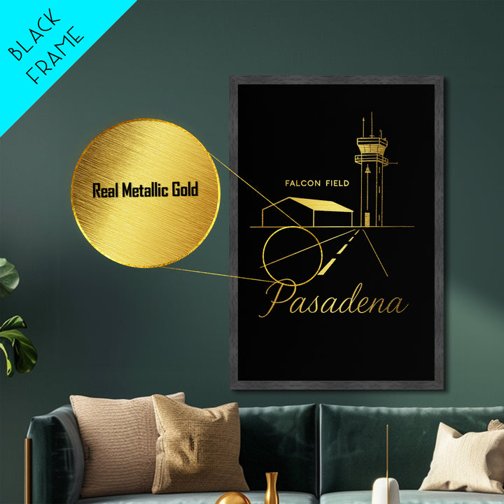 Pasadena California Art, Metallic Gold Print, Wood Framed Art, Metal Art, Modern House Art, Birthday Gift, Entryway Wall Print