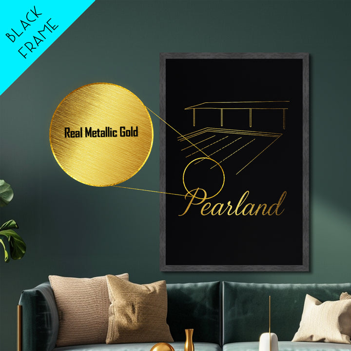 Pearland Texas Art, Metallic Gold Print, Wood Framed Art, Metal Art, Modern House Art, Wanderlust Gift, Entryway Wall Print
