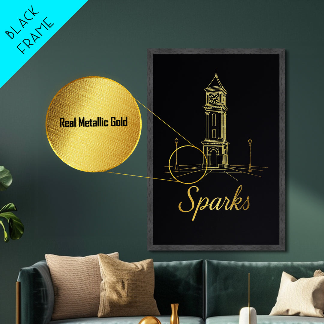 Sparks Nevada Travel, Metallic Gold Print, Wood Framed Art, Metal Art, Modern Wall Art, Graduation Travel Gift, Home Decor