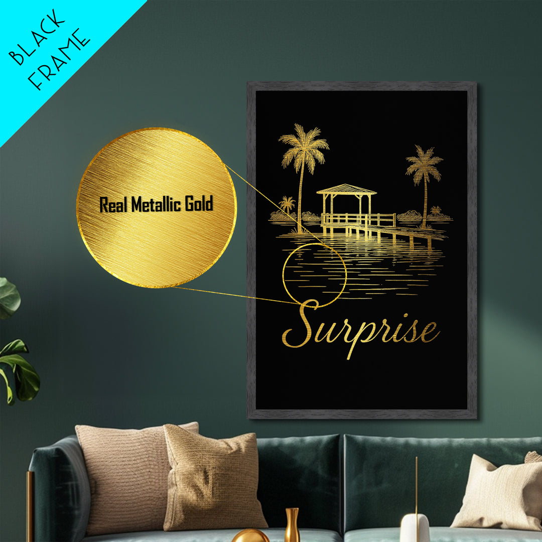 Surprise Arizona Travel, Metallic Gold Print, Wood Framed Art, Metal Art, Modern Wall Art, Graduation Travel Gift, Home Decor