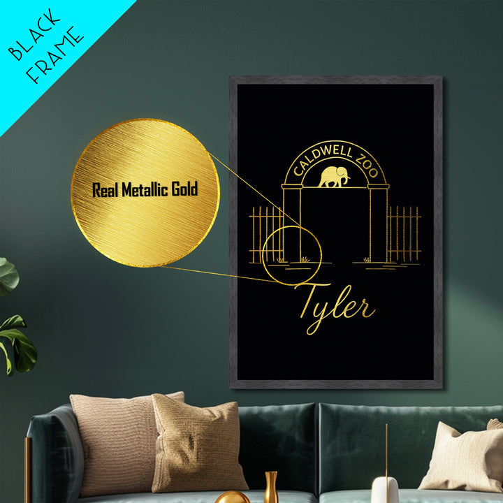 Tyler Texas Art, Metallic Gold Art, Wood Framed Art, Metal Art, Minimalist Wall Art, Honeymoon Gift, Living Room Decor