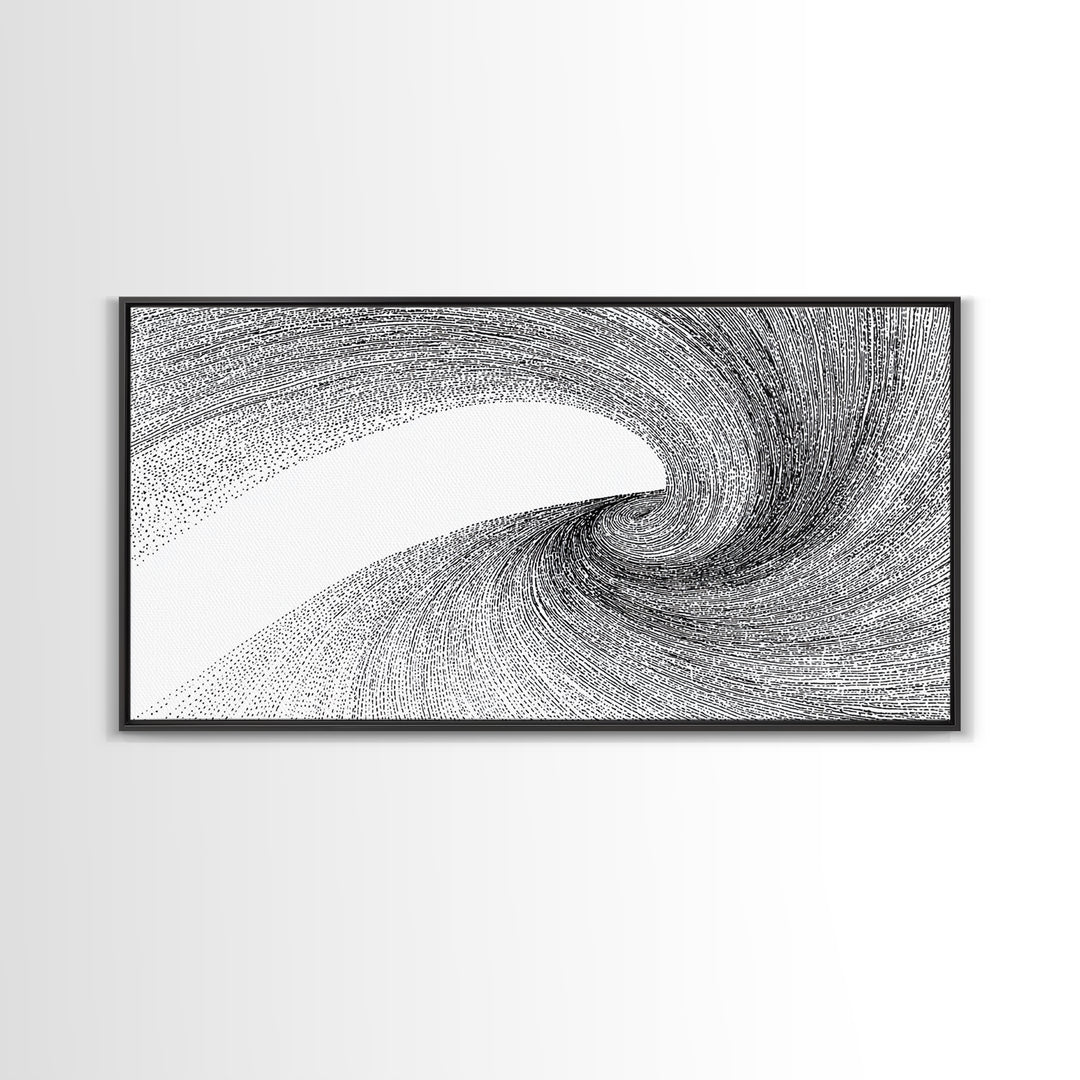 Black White Vortex Line Wall Art, Modern Abstract Art Print, Op Art Decor, Minimalist Geometric Poster For Office And Home