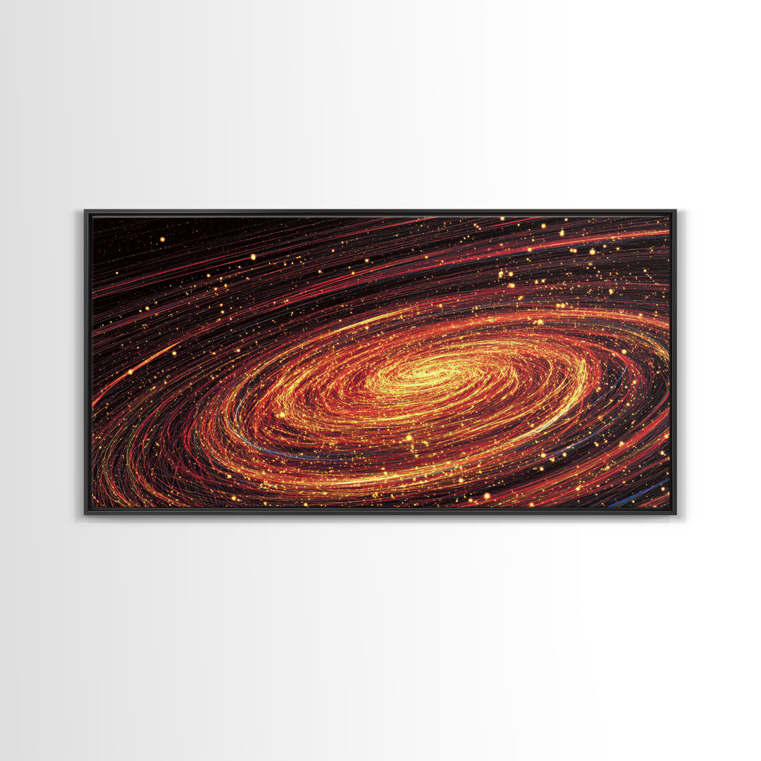 Fiery Spiral Galaxy Canvas Print, Cosmic Space Abstract Wall Decor, Modern Sci Fi Poster, Large Statement Artwork For Living Room