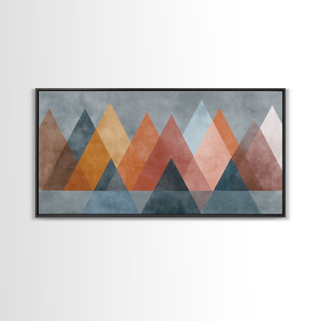Minimalist Triangle Mountain Canvas Print, Mid Century Modern Wall Art, Geometric Landscape Poster, Neutral Earth Tone Decor