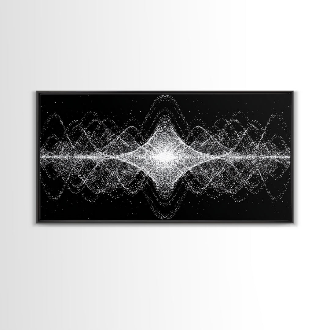 Black White Sound Wave Abstract Wall Art, Modern Geometric Art Print, Midcentury Decor, Minimalist Office Wall Decor Print