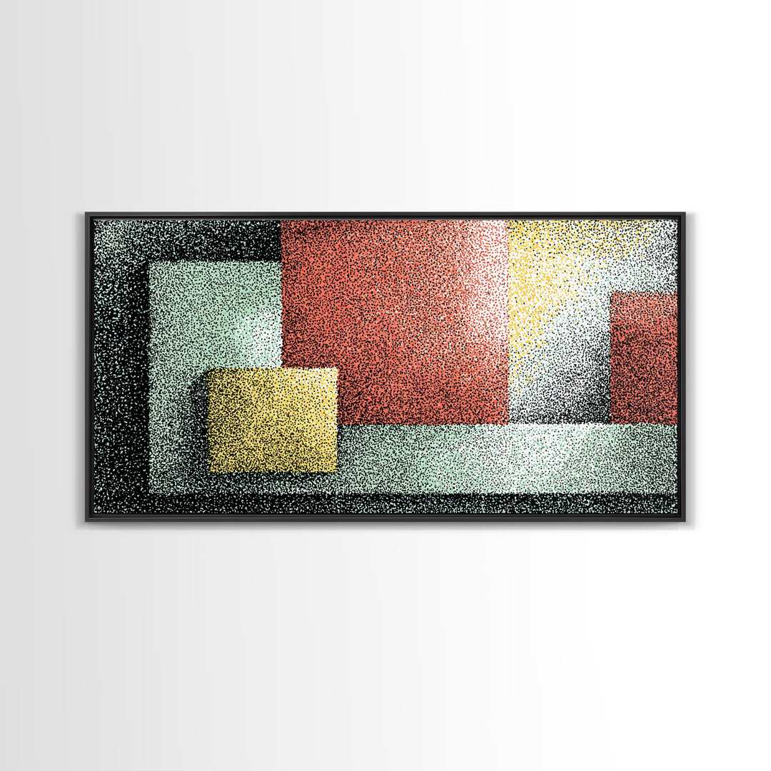 Textured Color Block Abstract Canvas Print, Mid Century Modern Wall Art, Geometric Shapes Poster, Retro Office Decor Print