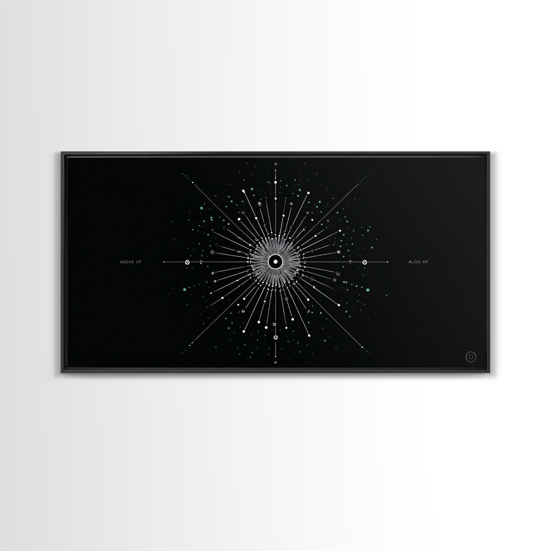 Cosmic Star Map Canvas Print, Midcentury Modern Art, Black Wall Decor, Space Abstract Art, Celestial Office Decor For Living Room