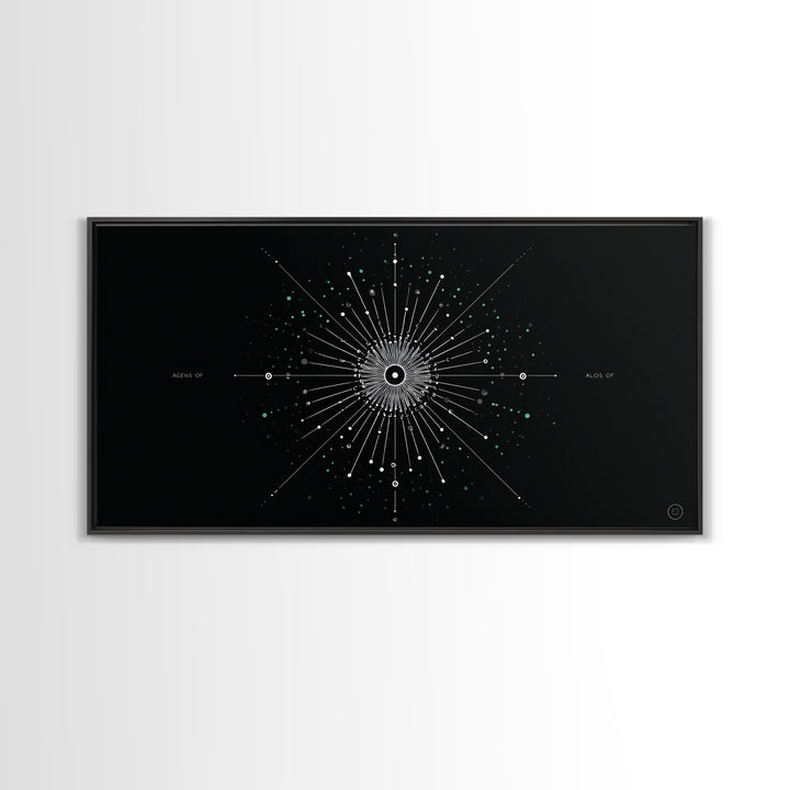Cosmic Star Map Canvas Print, Midcentury Modern Art, Black Wall Decor, Space Abstract Art, Celestial Office Decor For Living Room