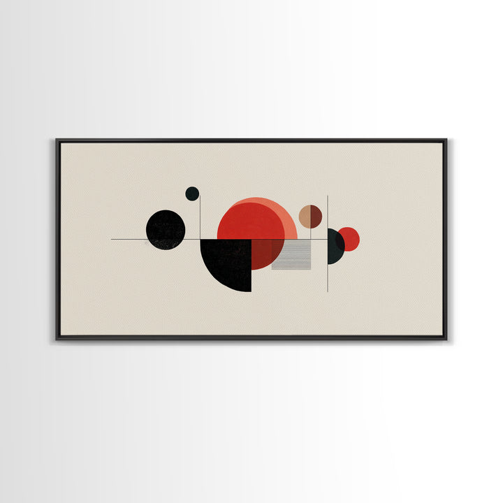 Red Black Circle Wall Art, Midcentury Modern Art, Geometric Abstract Print, Bauhaus Poster, Retro MCM Wall Decor For Home