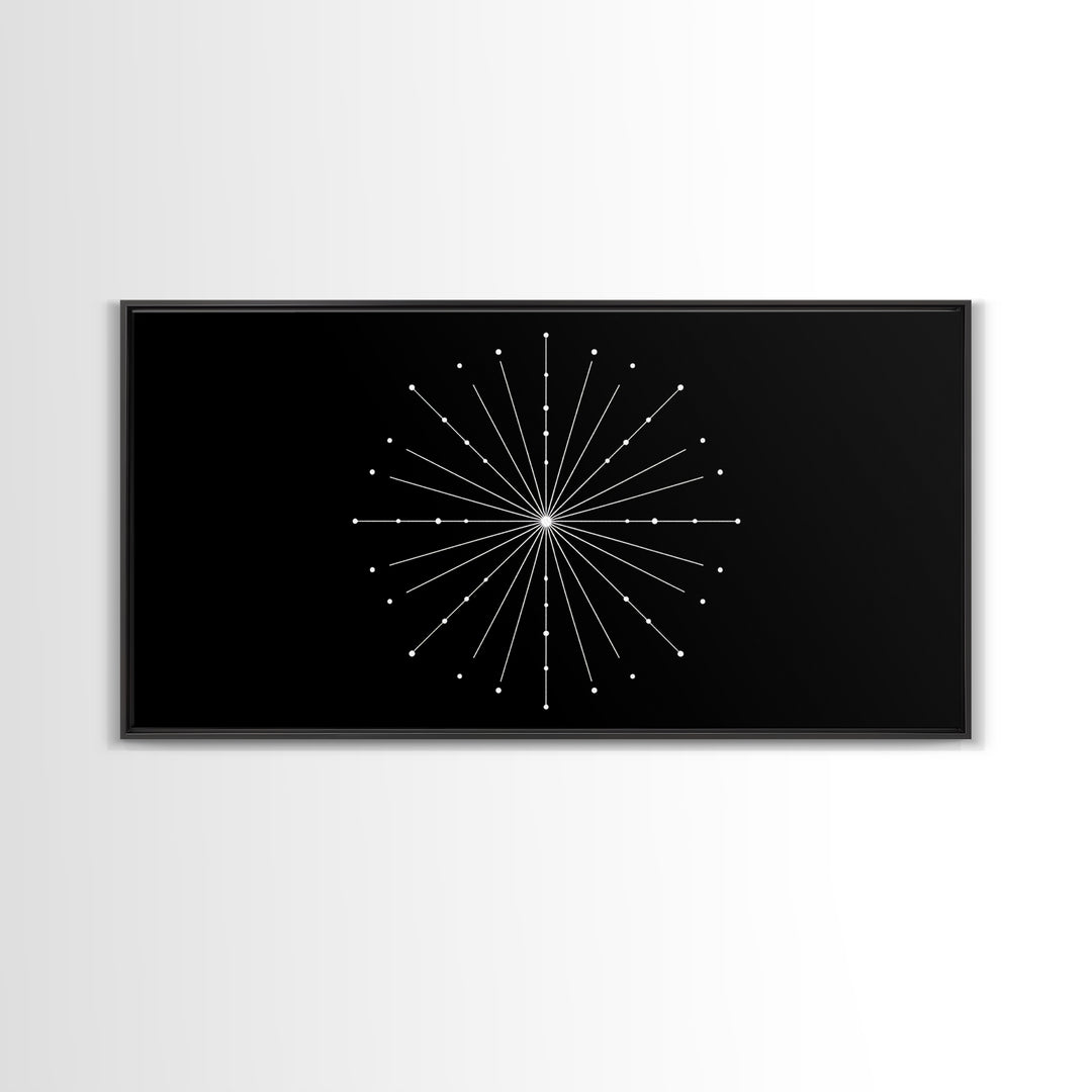Radial Constellation Lines And Dots Canvas Print, Atomic Midcentury Wall Art, Modern Geometric Decor, Office Poster Print