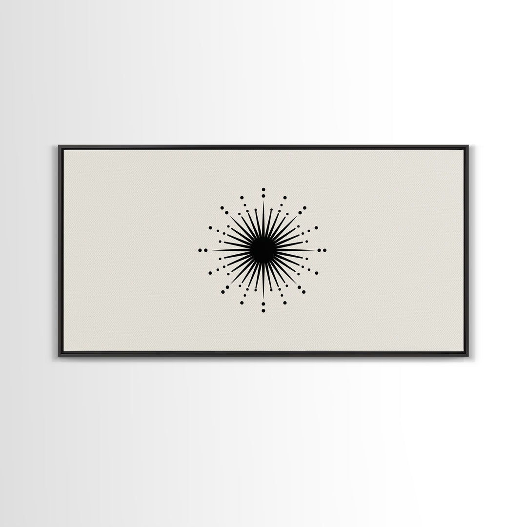Black Atomic Starburst Wall Art, Midcentury Modern Abstract Print, Minimal Geometric Poster, Retro MCM Decor Gift For Home