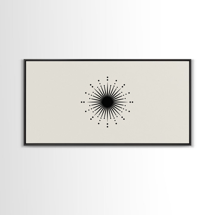 Black Atomic Starburst Wall Art, Midcentury Modern Abstract Print, Minimal Geometric Poster, Retro MCM Decor Gift For Home