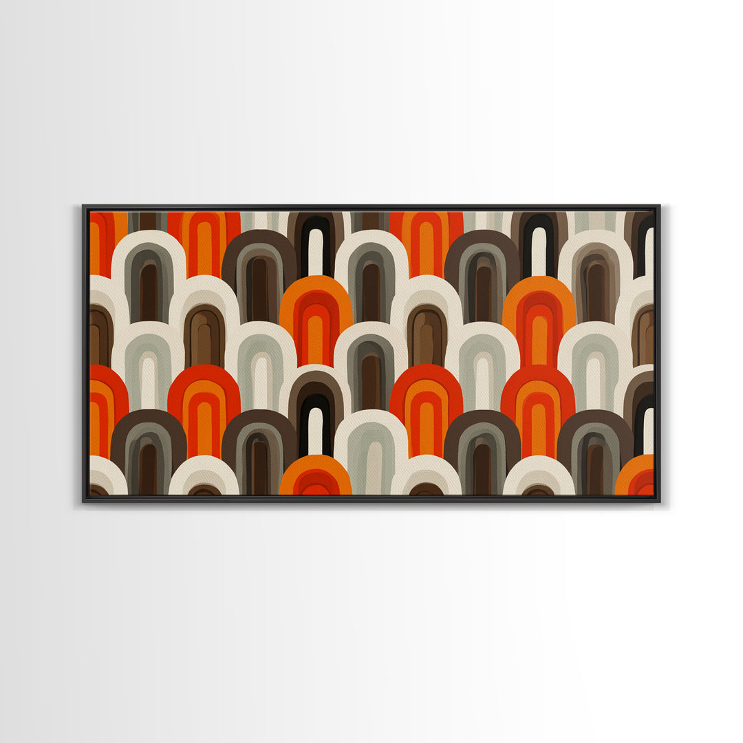 Retro Orange Brown Arch Pattern Wall Art, Midcentury Modern Art Print, 70s Decor, Geometric Wall Decor, MCM Home Decor, Retro Print