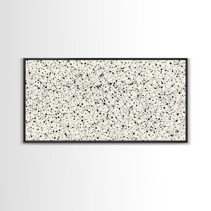 Black And White Constellation Line Network Wall Art, Minimalist Midcentury Modern Art Print, Monochrome Geometric Office Decor