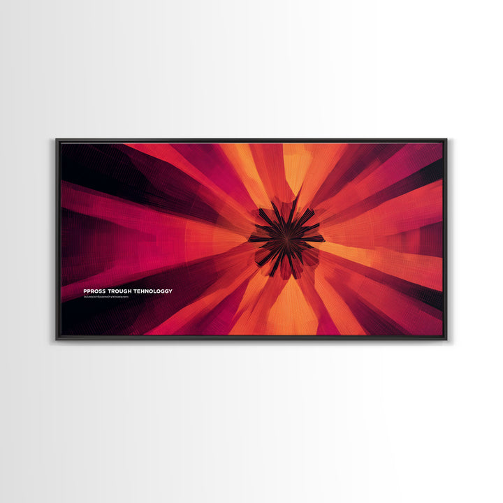 Red Orange Abstract Technology Burst Canvas Print, Midcentury Modern Wall Art, Atomic Retro Poster, Bold Office Decor Gift