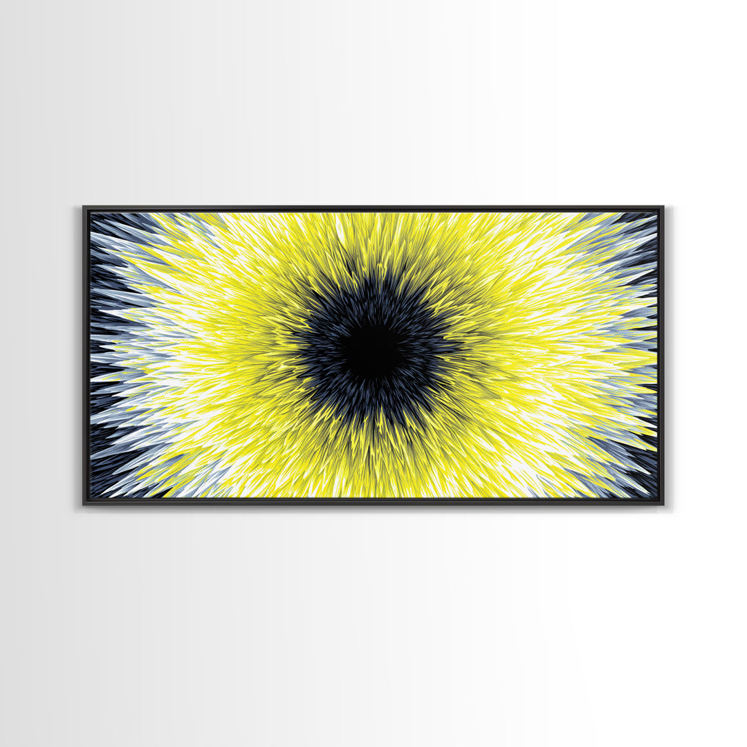 Yellow Black Radial Sunburst Canvas Print, Op Art Wall Decor, Modern Abstract Art, Bold Graphic Home Office Statement Piece