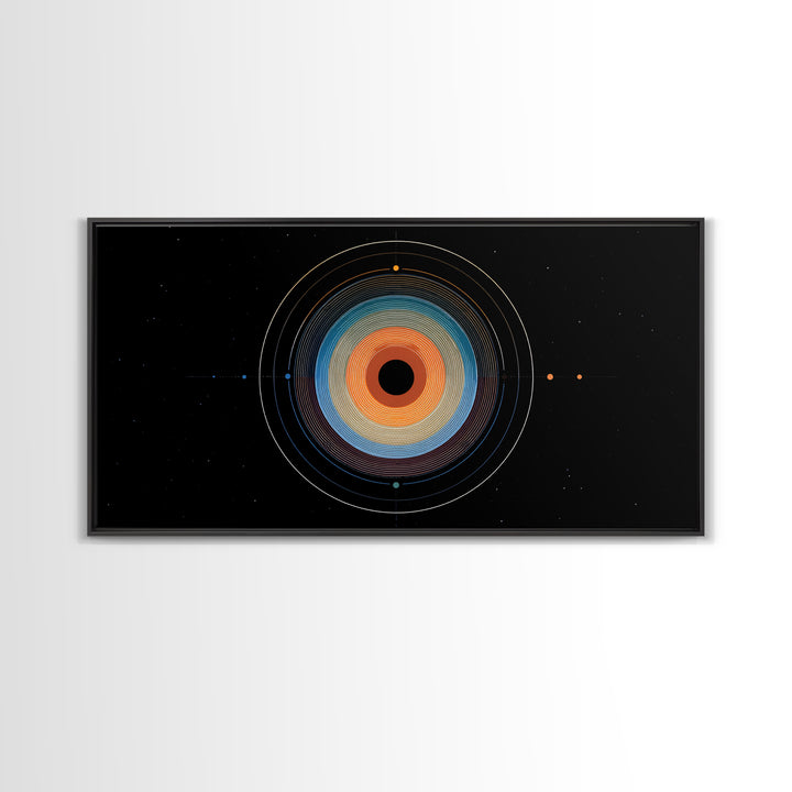 Cosmic Concentric Orbit Wall Art, Midcentury Modern Abstract Space Poster, Geometric Circle Print, Retro Office Decor Gift