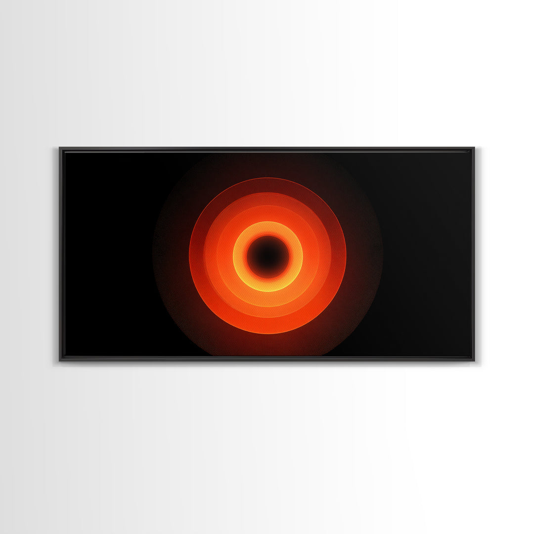 Fiery Eclipse Black Hole Wall Art, Modern Abstract Space Print, Orange Red Planet Decor, Cosmic Geometric Poster For Home Office