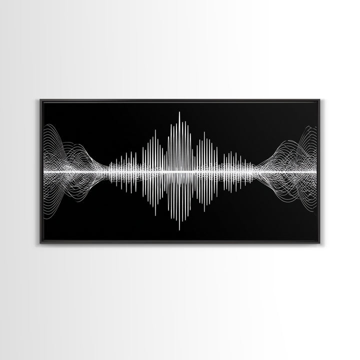 Black And White Sound Wave Wall Art, Minimal Audio Waveform, Modern Abstract Art Print, Music Studio Decor, Office Wall Decor