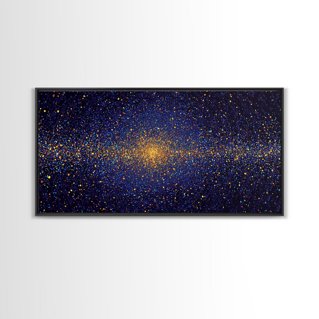 Golden Galaxy Vortex Of Stars Canvas Print, Abstract Space Wall Art, Mid Century Modern Decor, Cosmic Poster Print, Home Office Decor