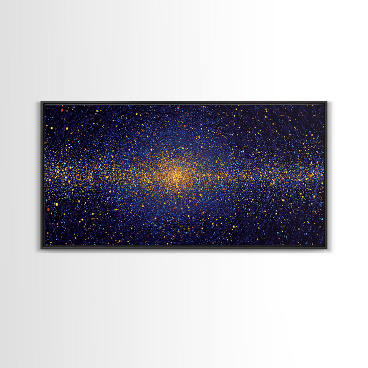 Golden Galaxy Vortex Of Stars Canvas Print, Abstract Space Wall Art, Mid Century Modern Decor, Cosmic Poster Print, Home Office Decor