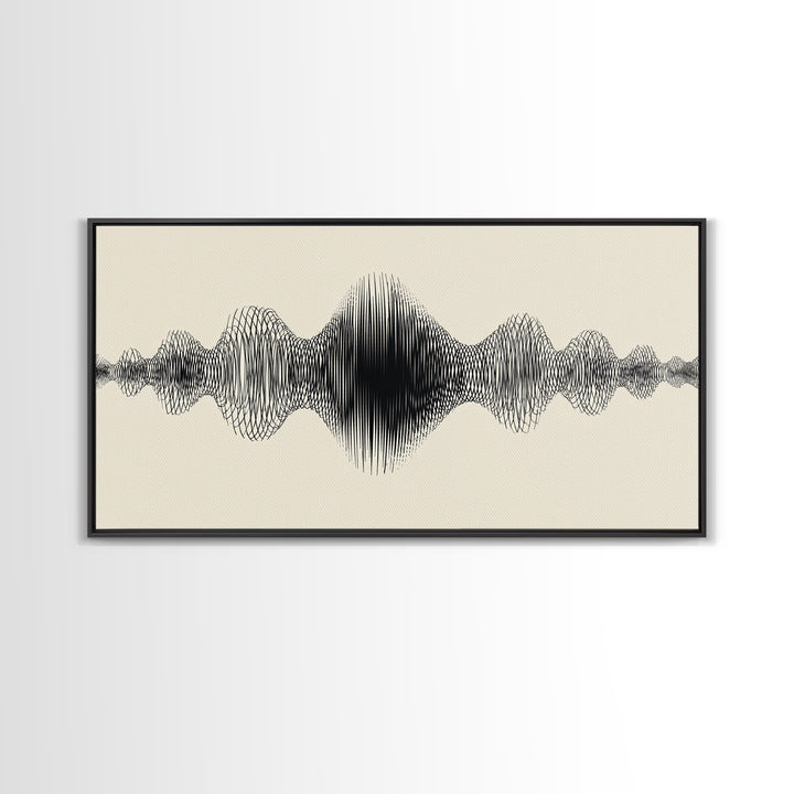 Cream And Black Audio Waveform Wall Art, Minimal Sound Wave Print, Scandinavian Modern Decor, Music Studio Office Wall Decor