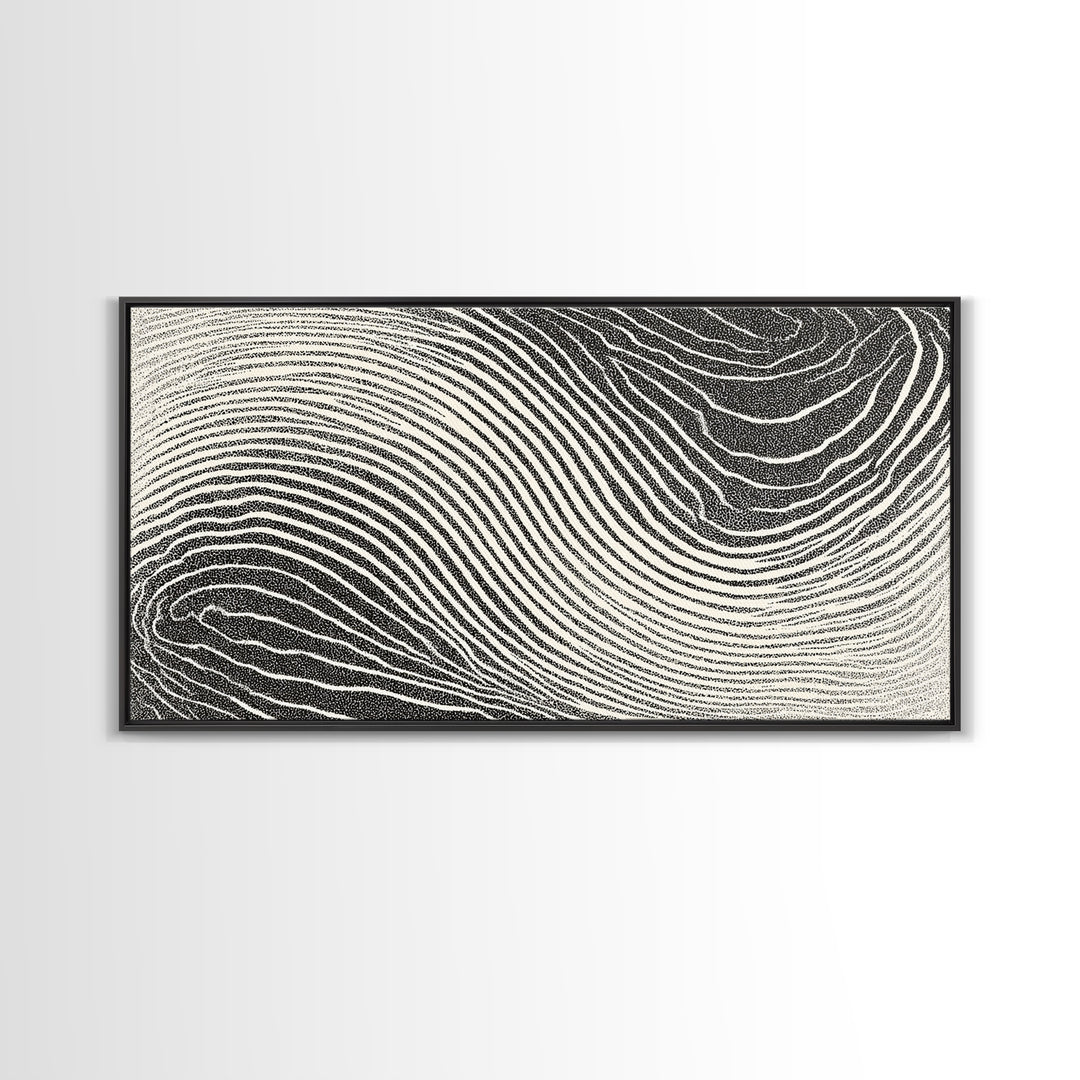 Black White Wavy Topographic Abstract Wall Art, Modern Geometric Line Print, Minimalist Decor, Office Or Bedroom Canvas Print