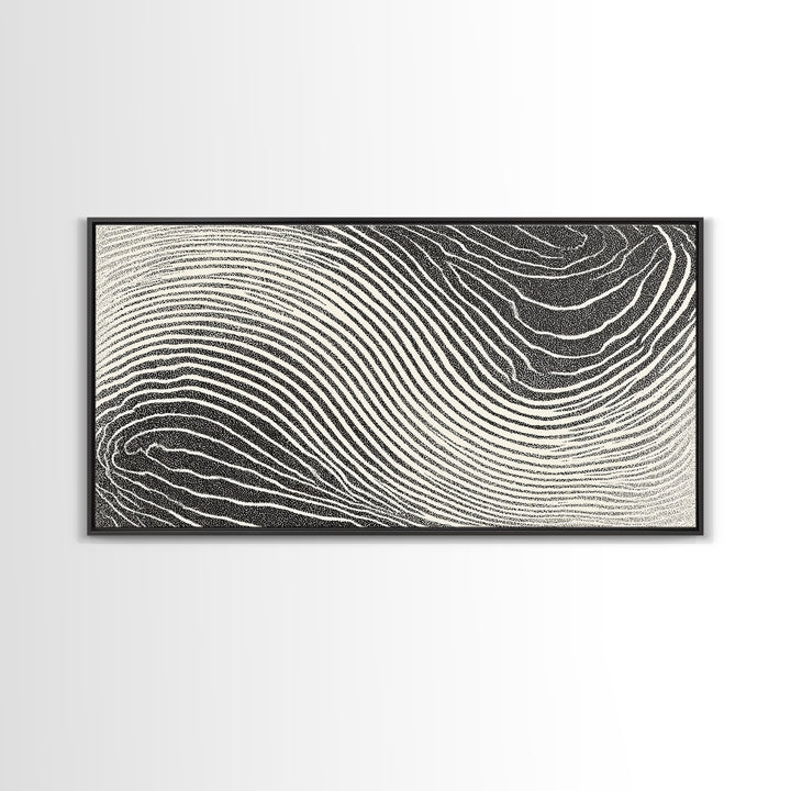 Black White Wavy Topographic Abstract Wall Art, Modern Geometric Line Print, Minimalist Decor, Office Or Bedroom Canvas Print