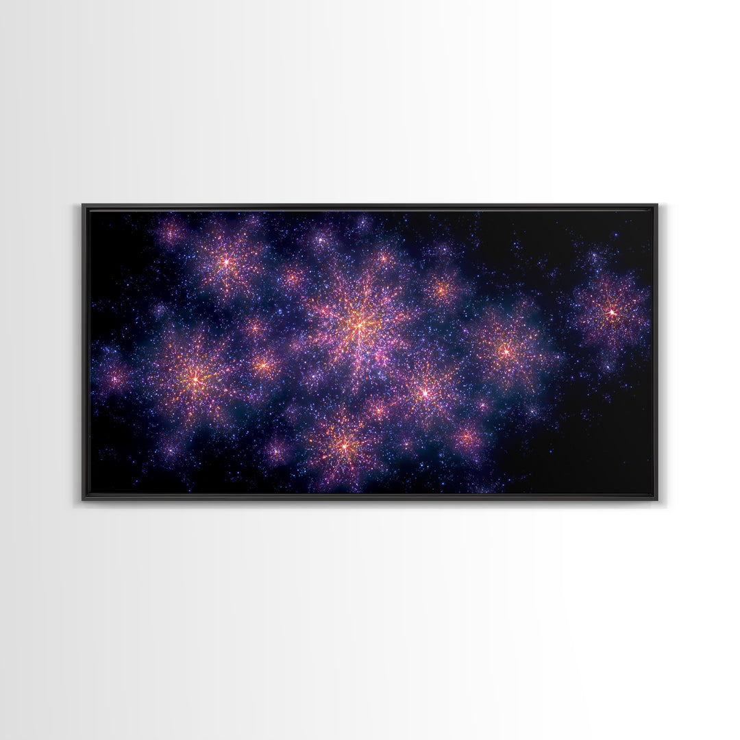 Purple Pink Starfield Galaxy Wall Art, Cosmic Retro Poster, Space Abstract Art, Modern Bedroom Decor, Dreamy Nebula Print