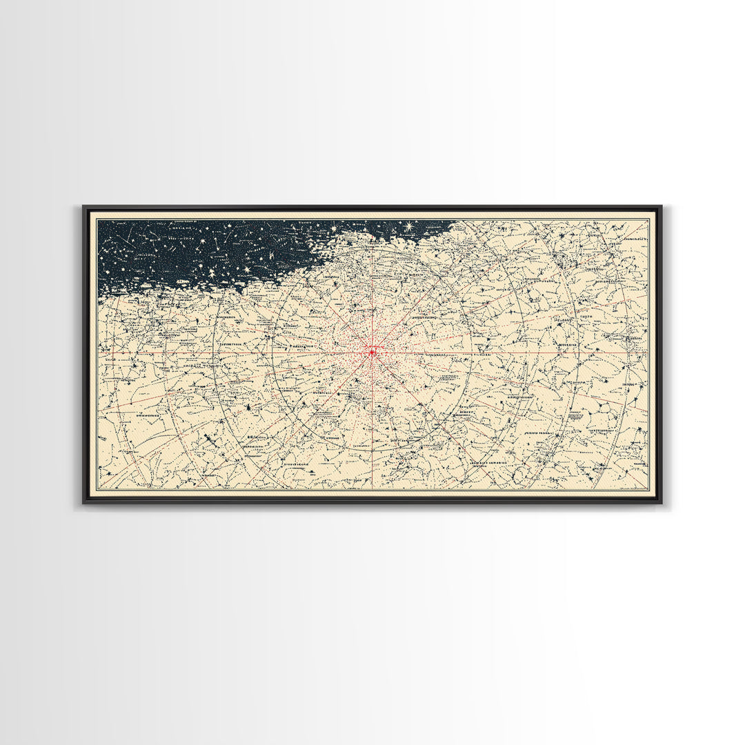 Cream Celestial Star Chart Wall Art, Minimal Astronomy Map, Peach Horizon Poster, Neutral Space Print, Modern Home Decor
