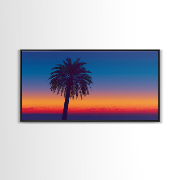 Silhouetted Palm Sunset Wall Art, Retro Tropical Landscape Print, Midcentury Modern Decor, Palm Springs Poster, Coastal Home Decor