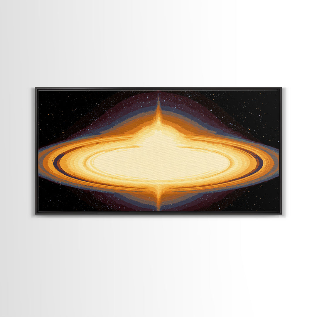 Luminous Accretion Disk Canvas Print, Black Hole Space Art, Cosmic Retro Poster, Modern Abstract Wall Art, Sci Fi Decor Gift