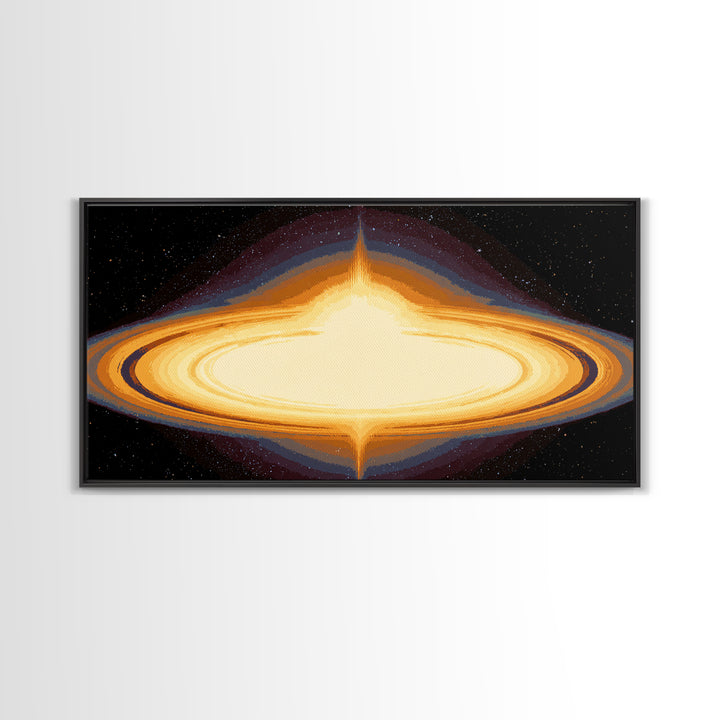 Luminous Accretion Disk Canvas Print, Black Hole Space Art, Cosmic Retro Poster, Modern Abstract Wall Art, Sci Fi Decor Gift