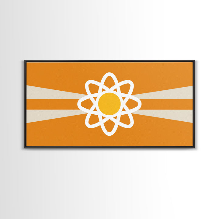Orange Atomic Sunburst Wall Art, Mid Century Modern Atom Poster, Retro Science Decor, MCM Wall Decor, Modern Art Print Gift