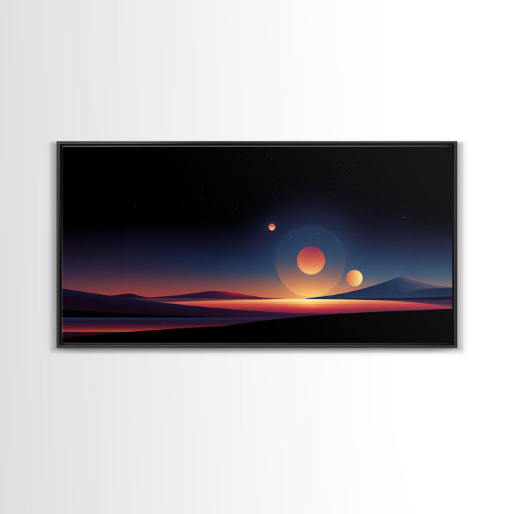 Minimal Planet Desert Sunset Wall Art, Midcentury Modern Art Print, Retro Travel Poster, Scenic Landscape Home Office Decor