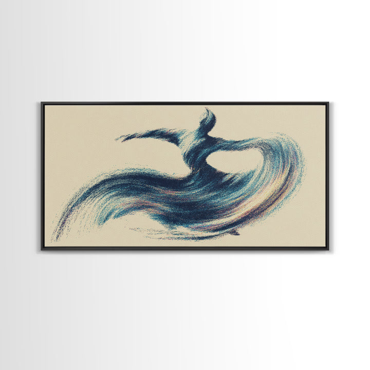 Abstract Blue Surfer Wave Motion Wall Art, Modern Abstract Art Print, Coastal Minimalist Poster, Yoga Studio Decor Gift Idea