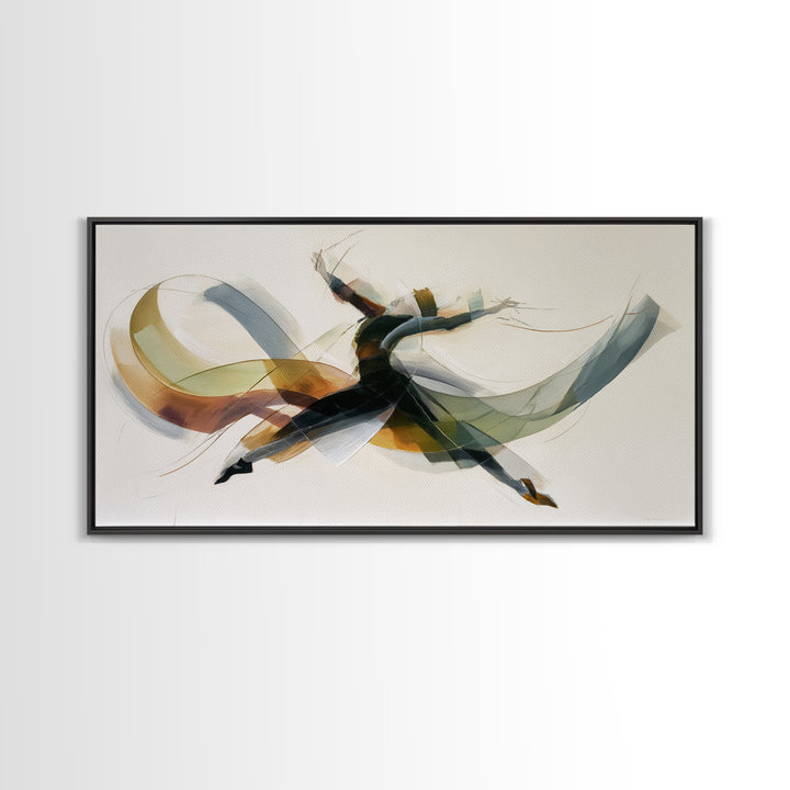 Leaping Abstract Dancer In Soft Ribbon Forms Canvas Print, Modern Contemporary Wall Art, Minimalist Artwork, Bedroom Decor