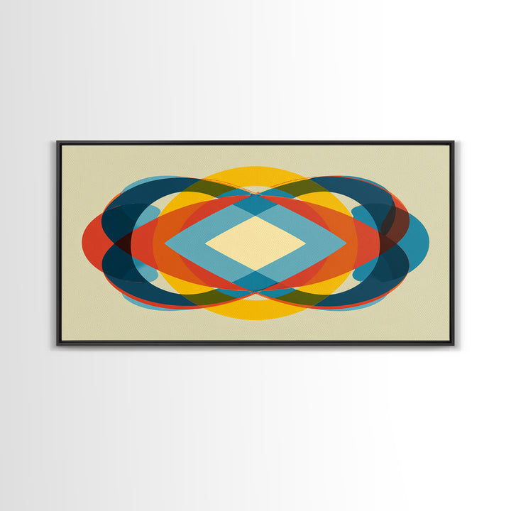 Colorful Overlapping Ellipse Abstract Wall Art, Midcentury Modern Geometric Print, Retro MCM Decor, Bold Living Room Art