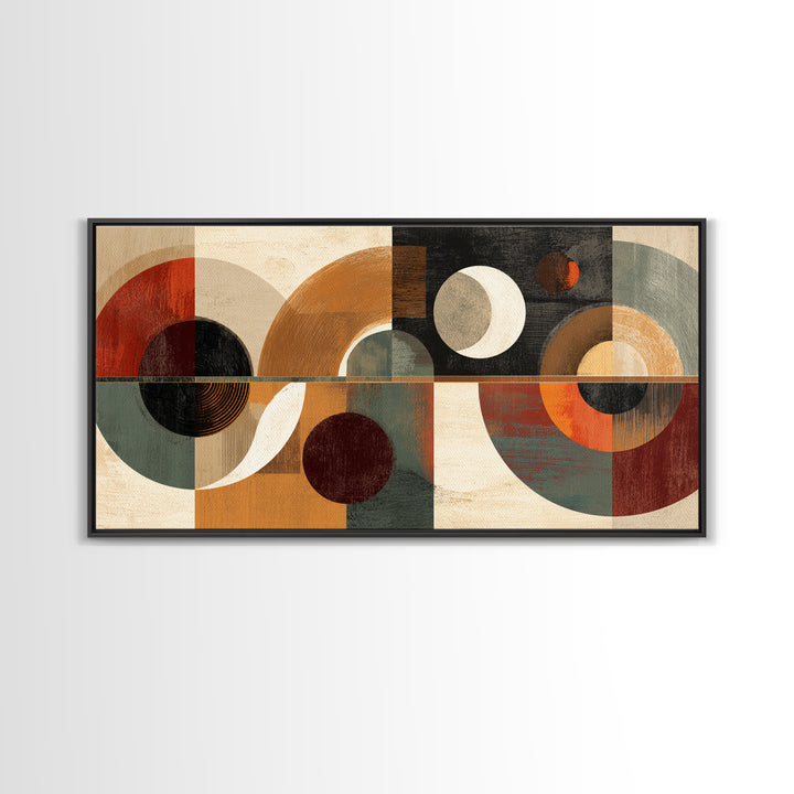 Earth Tone Geometric Circles Wall Art, Midcentury Modern Abstract Print, Retro MCM Decor, Bauhaus Living Room Artwork Print