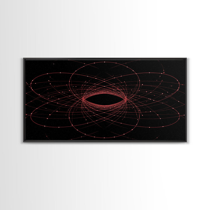 Red Orbital Black Hole Starfield Wall Art, Space Abstract Art, Modern Geometric Art Print, Sci Fi Decor For Home Office Gift