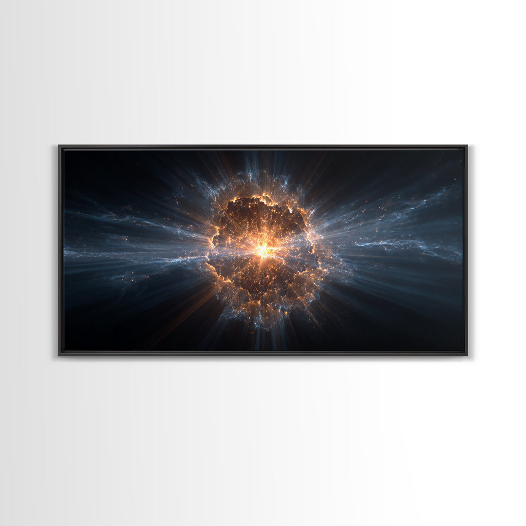 Glowing Cosmic Explosion In Deep Space Wall Art, Modern Abstract Art Print, Sci Fi Wall Decor, Digital Art For Home Office