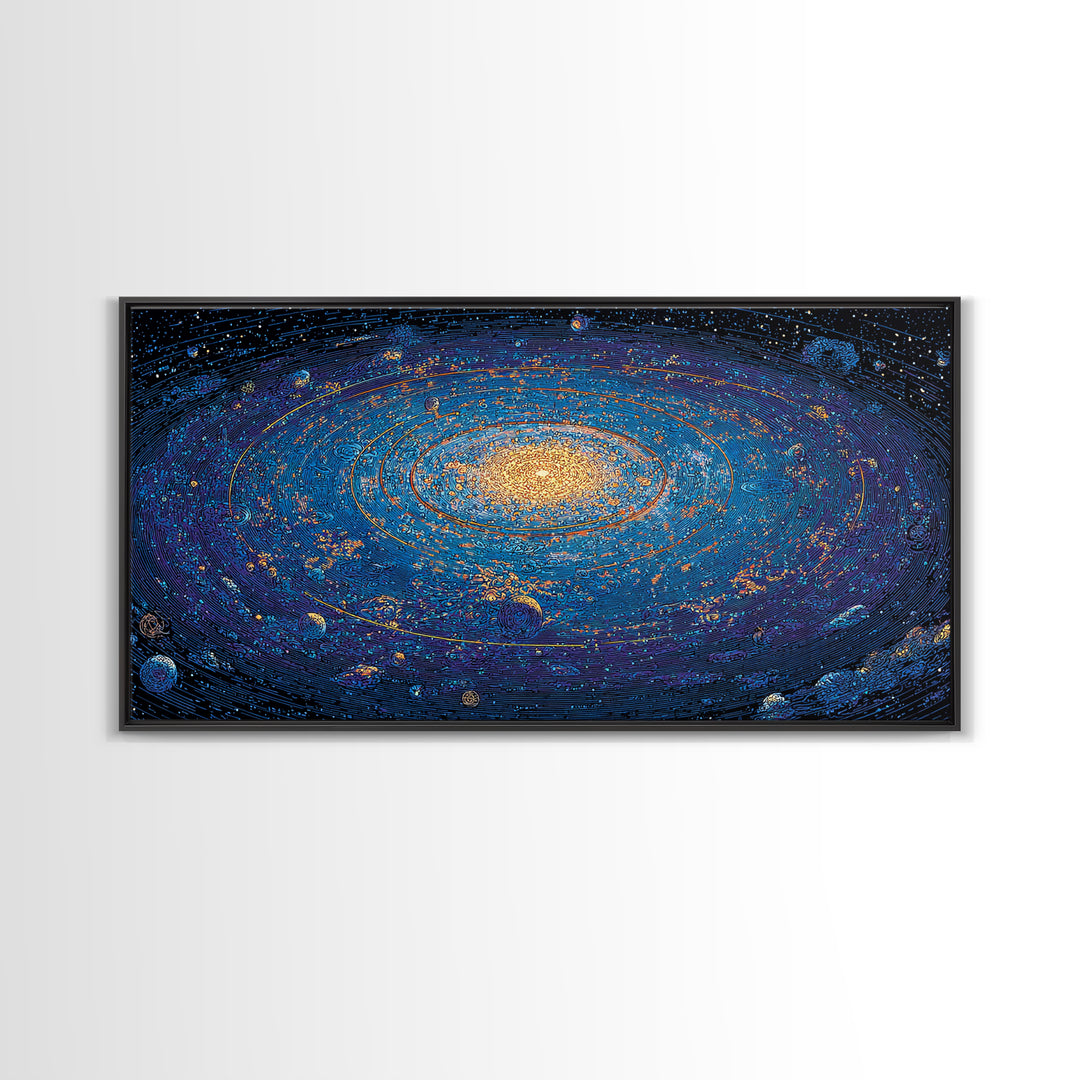 Electric Blue Galactic Spiral Wall Art, Modern Abstract Art, Space Poster, Cosmic Home Office Decor, Large Canvas Print Decor