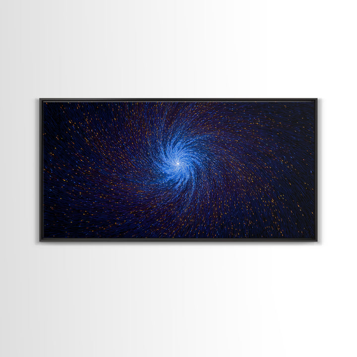 Blue Spiral Vortex Wall Art, Particle Galaxy Abstract, Modern Art Print, Cosmic Space Poster, Large Sci Fi Home Office Decor