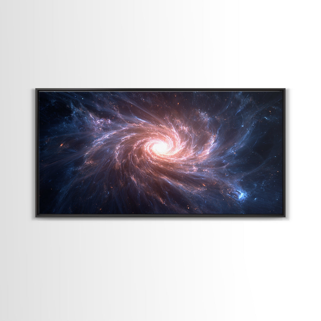 Pink Blue Spiral Galaxy Canvas Print, Cosmic Nebula Wall Art, Modern Abstract Space Poster, Bedroom Decor, Starry Gift Idea