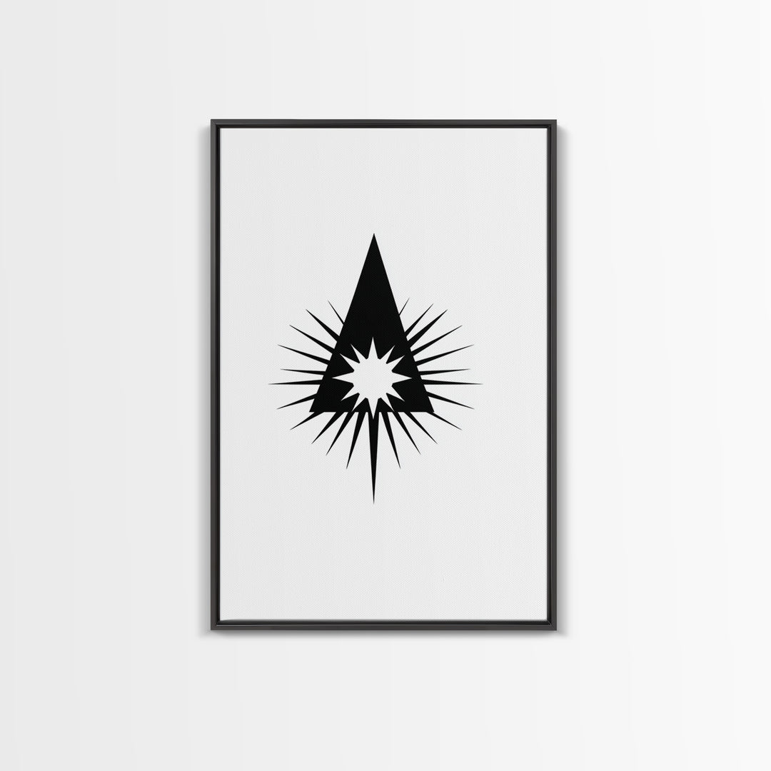 Black Triangle Starburst Wall Art, Minimal Atomic Geometry, Mid Century Modern Decor, Bold Geometric Poster Print, Scandinavian Art