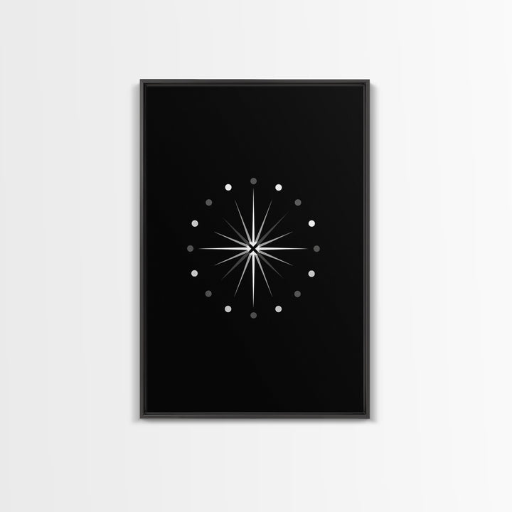 Black Atomic Starburst Wall Art, Mid Century Modern Art Print, Retro Geometric Poster, Minimalist MCM Wall Decor For Living Room